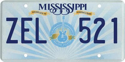 MS license plate ZEL521