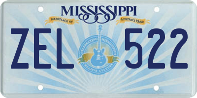 MS license plate ZEL522