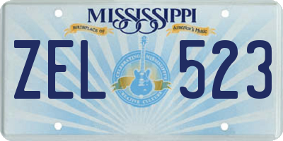 MS license plate ZEL523