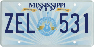 MS license plate ZEL531