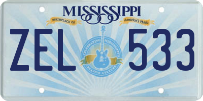 MS license plate ZEL533