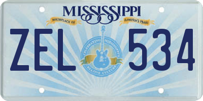 MS license plate ZEL534
