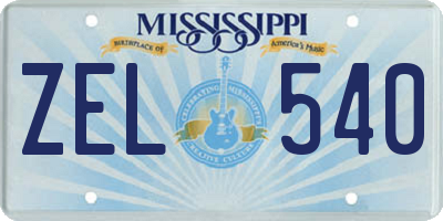 MS license plate ZEL540