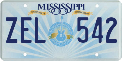 MS license plate ZEL542