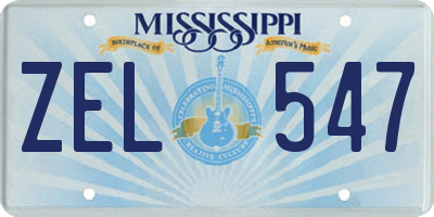 MS license plate ZEL547