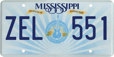 MS license plate ZEL551