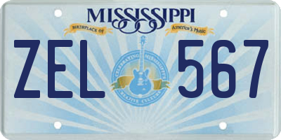 MS license plate ZEL567