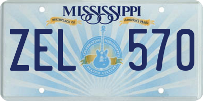 MS license plate ZEL570