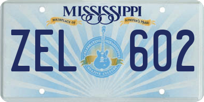 MS license plate ZEL602