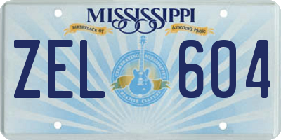 MS license plate ZEL604
