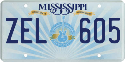 MS license plate ZEL605