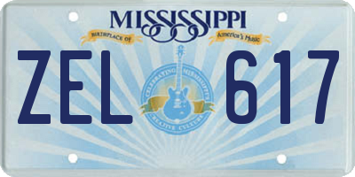 MS license plate ZEL617