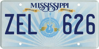 MS license plate ZEL626