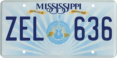 MS license plate ZEL636