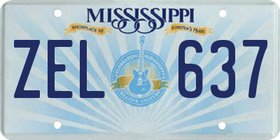 MS license plate ZEL637