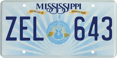 MS license plate ZEL643