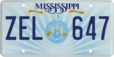 MS license plate ZEL647