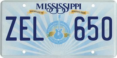MS license plate ZEL650
