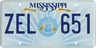 MS license plate ZEL651