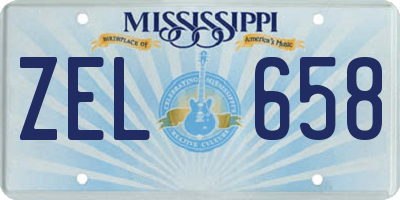 MS license plate ZEL658