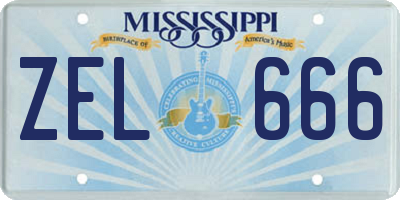 MS license plate ZEL666