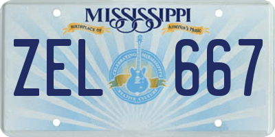 MS license plate ZEL667