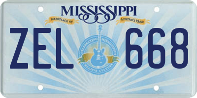 MS license plate ZEL668
