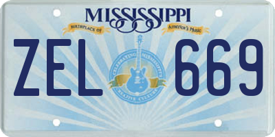 MS license plate ZEL669