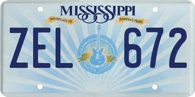 MS license plate ZEL672
