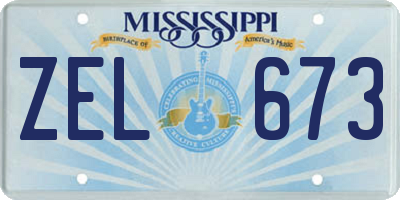 MS license plate ZEL673