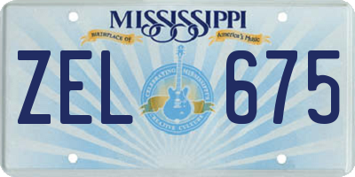 MS license plate ZEL675