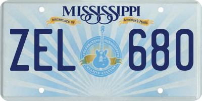 MS license plate ZEL680