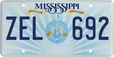 MS license plate ZEL692