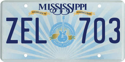 MS license plate ZEL703