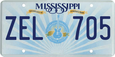 MS license plate ZEL705