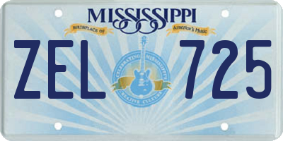 MS license plate ZEL725