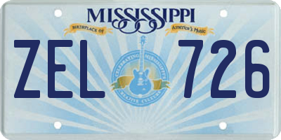 MS license plate ZEL726