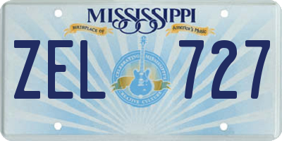 MS license plate ZEL727