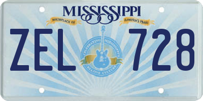 MS license plate ZEL728
