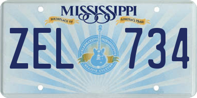 MS license plate ZEL734