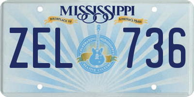 MS license plate ZEL736