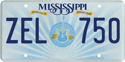 MS license plate ZEL750