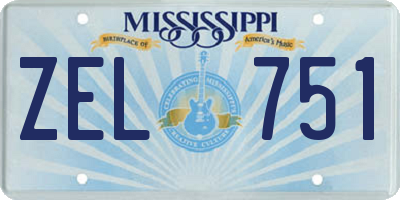 MS license plate ZEL751