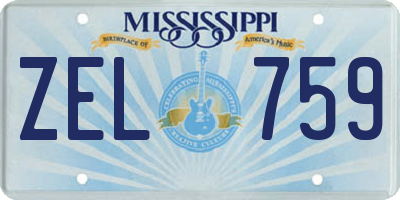MS license plate ZEL759