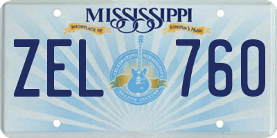 MS license plate ZEL760