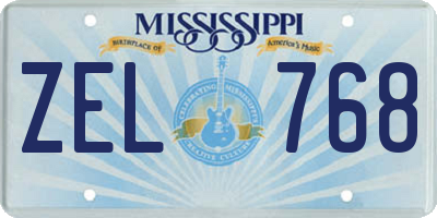 MS license plate ZEL768