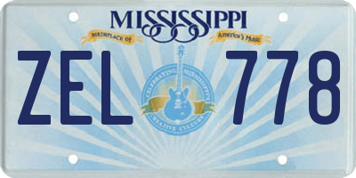 MS license plate ZEL778