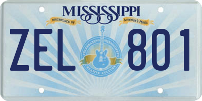 MS license plate ZEL801