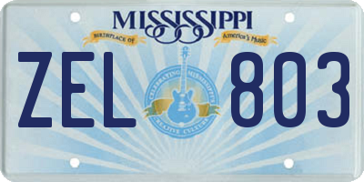 MS license plate ZEL803
