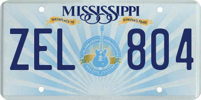 MS license plate ZEL804